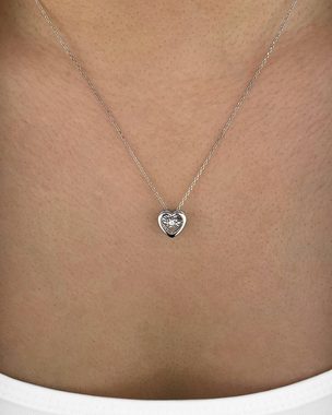 DANIEL CLIFFORD Herzkette 'Corina' Damen Halskette Silber 925 Herz-Anhänger Kristall Moissanit, 40cm - 45cm größenverstellbare Silberkette, Herzform