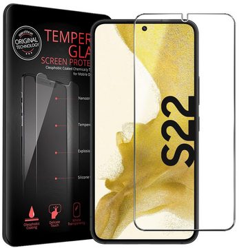 CoolGadget Handyhülle Schwarz als 2in1 Schutz Cover Set für das Samsung Galaxy S22 6,1 Zoll, 2x 9H Glas Display Schutz Folie + 1x TPU Case Hülle für Galaxy S22