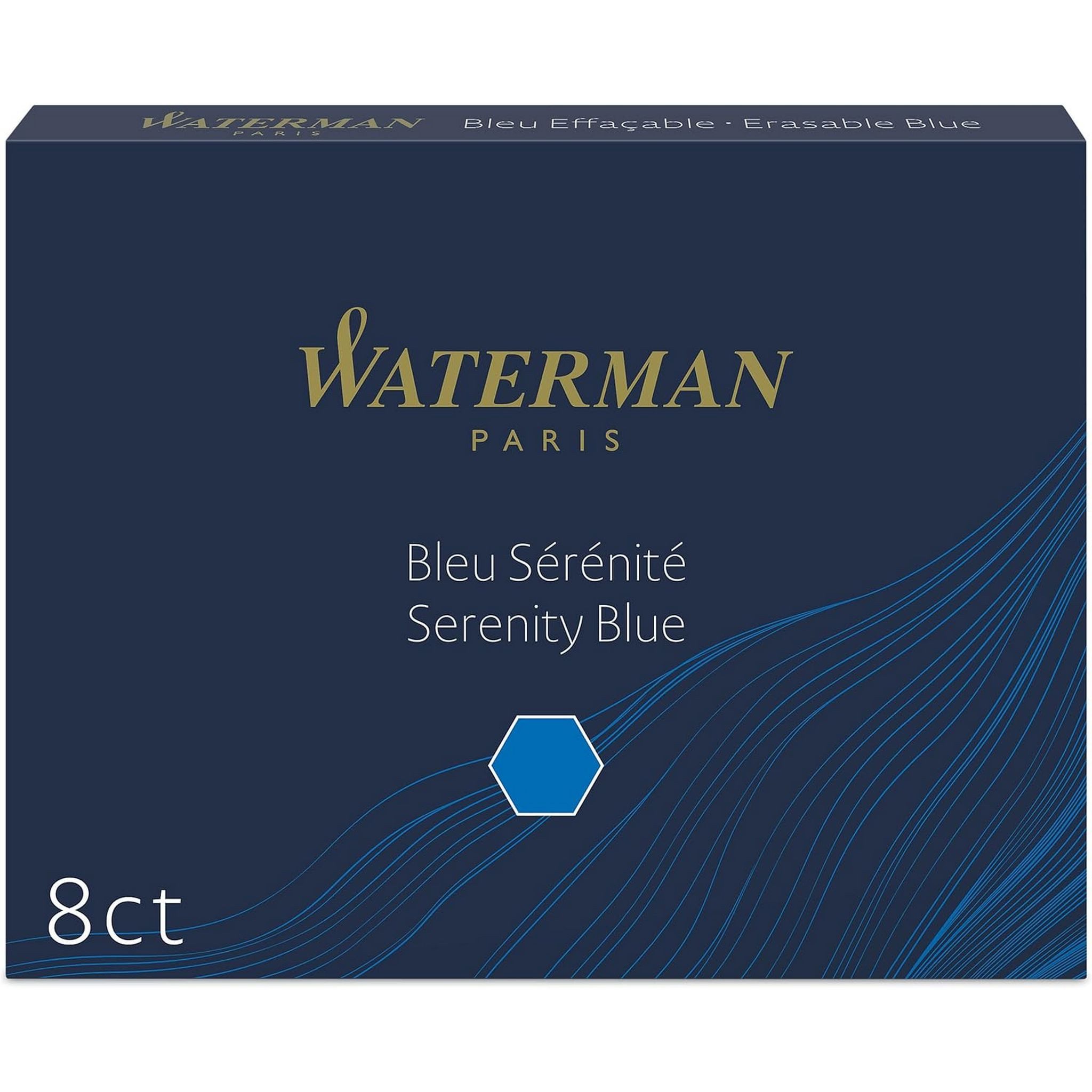 Waterman Waterman Tinten Patrone 8 Stück lang Schreibfarbe Serenity Blau (lösch Tintenpatrone