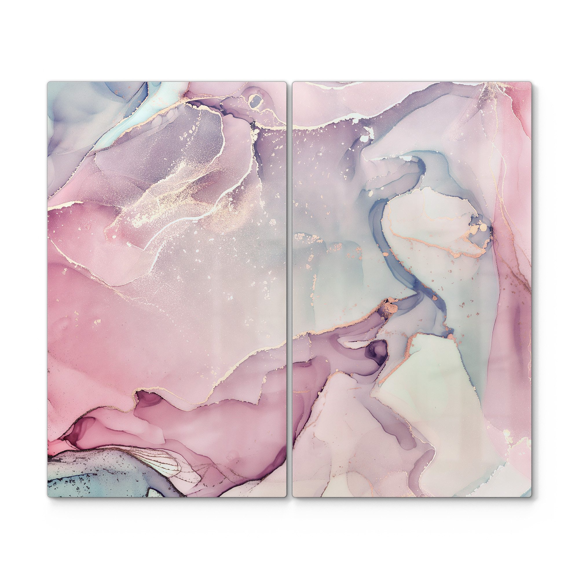 DEQORI Herdblende-/Abdeckplatte 'Elegante Farbströme', Glas, (2 tlg), Herdabdeckplatte Ceranfeld Herd Platte Abdeckung Glasplatte