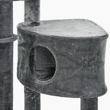 PawHut Kratzbaum Deckenhoch Katzenbaum mit Sisalsäulen höhenverstellbar, Dunkelgrau, 55L x 45B x 220-265H cm