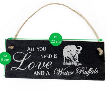 Dekolando Hängedekoration Wasserbüffel 22x8cm All you need is Love and a Water Buffalo