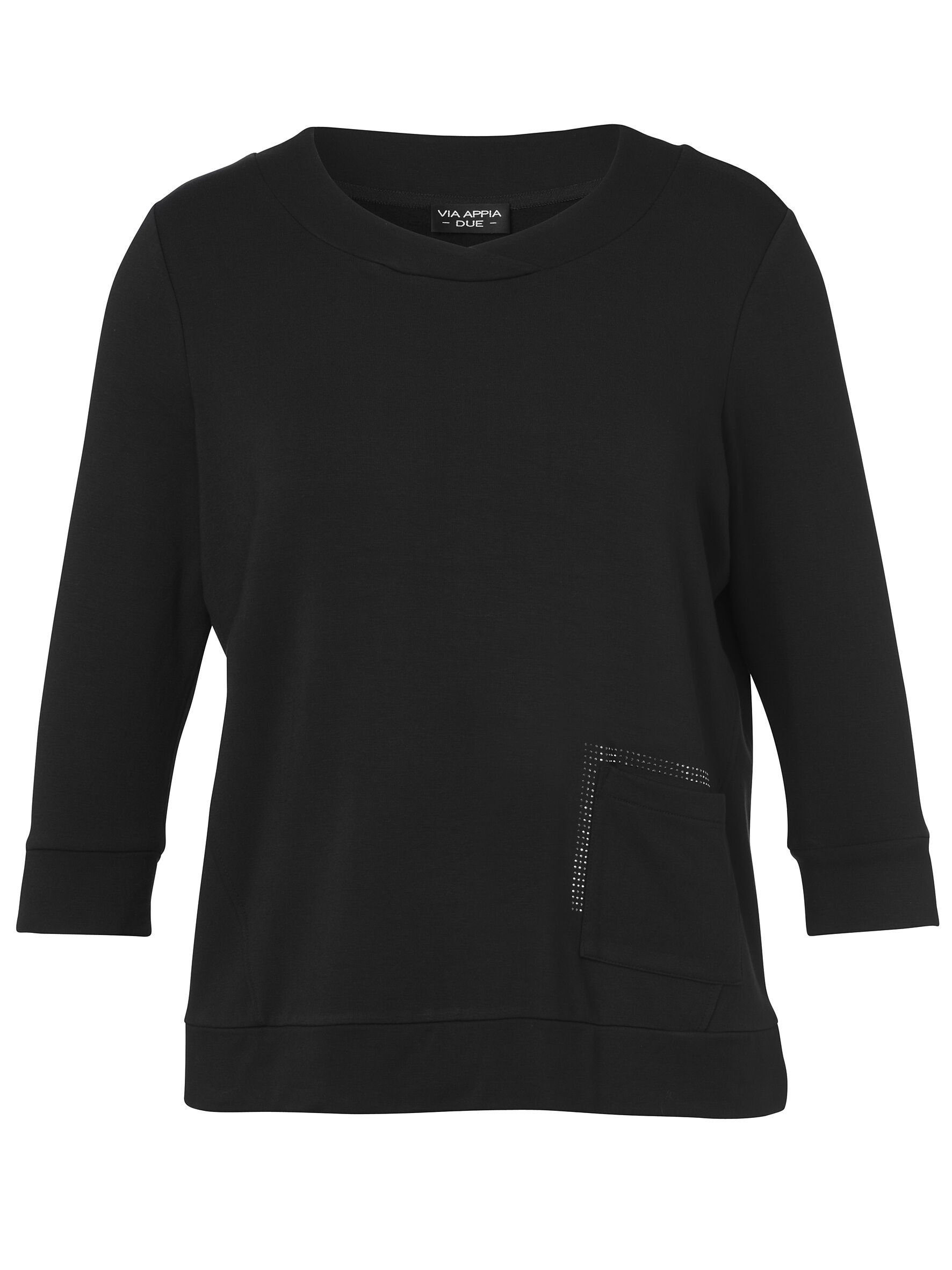 VIA APPIA DUE Sweatshirt mit Glitzersteinen schwarz