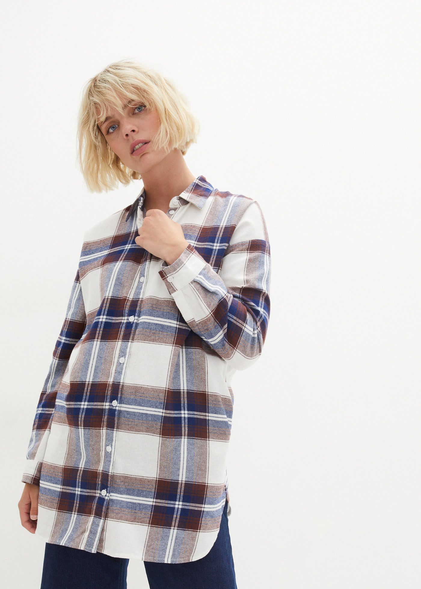 bonprix Flanellhemd Oversize Passform, aus Baumwolle, kariertes Muster günstig online kaufen