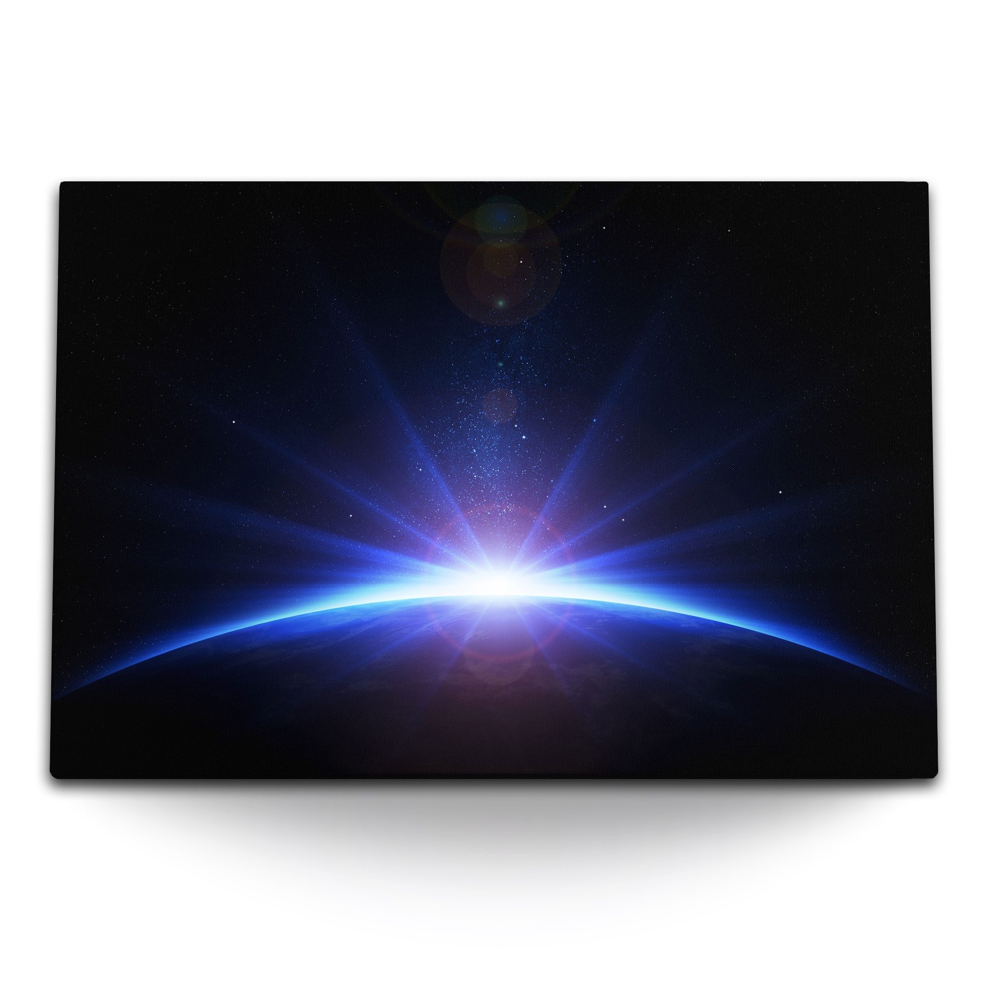 Leinwandbild 120x80cm Wandbild auf Leinwand Sonnenaufgang Planet Erde Weltall Kosmo