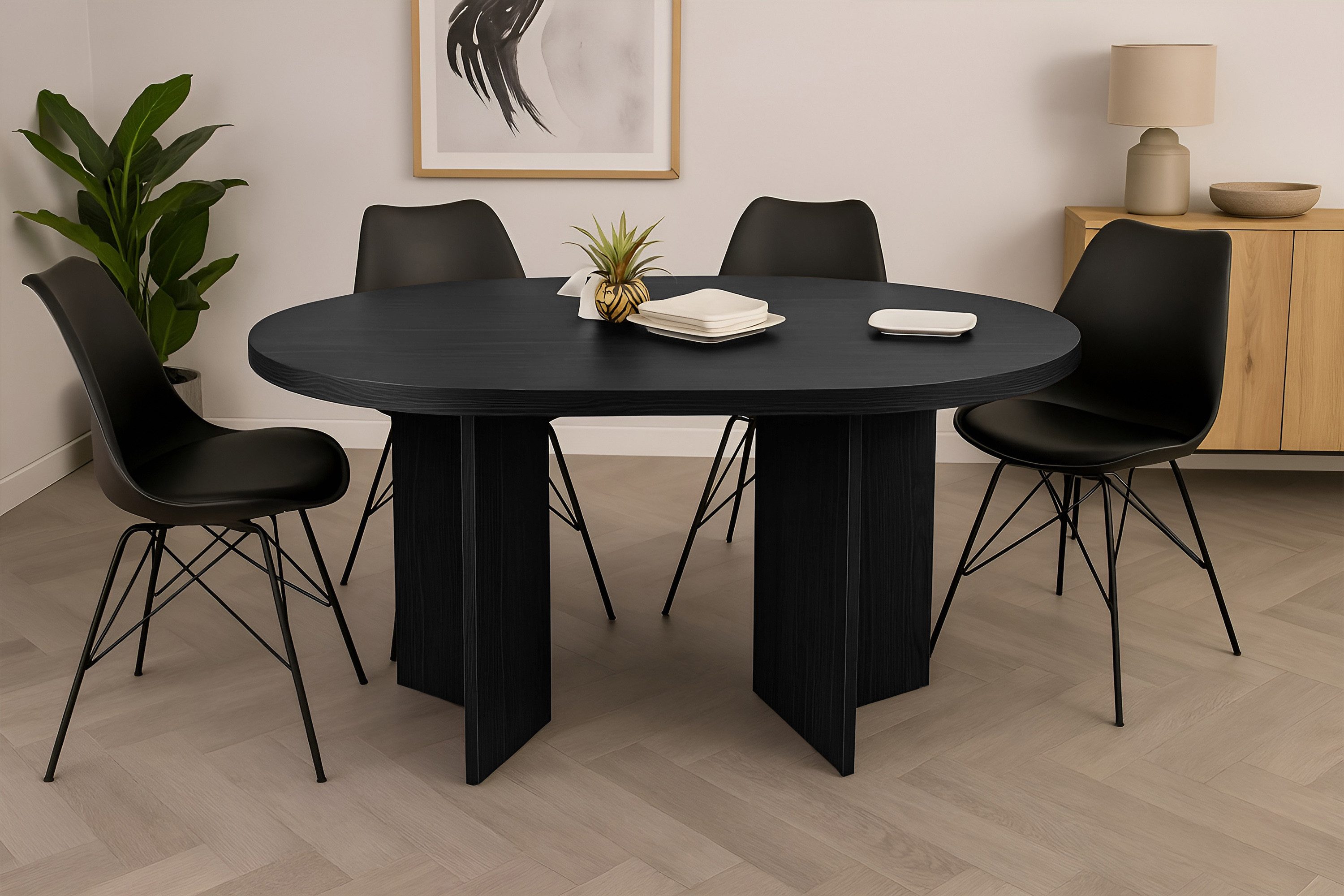 SAM® Esstisch Ova, ovale Tischplatte, V-Form, verschiedene Holz-Optiken günstig online kaufen