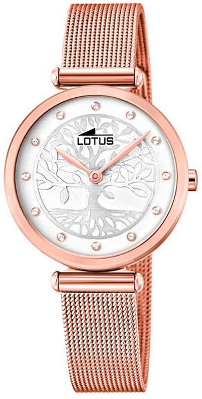 Lotus Quarzuhr LOTUS Damen Uhr Fashion 18710/1, Damenuhr rund, klein (ca. 29mm) Edelstahlarmband rosegold