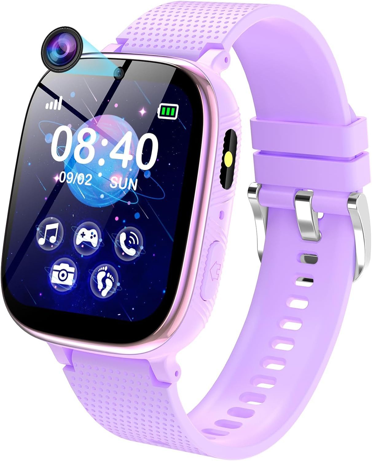 PTHTECHUS Kinder Mädchen Jungen t Anruf, SOS, Spiele Schrittzähler Musik Hörbuch Smartwatch (1,54 Zoll), Kamera, Wecker, Kinder Uhren Geschenk für Kinder 4-12 Jahre