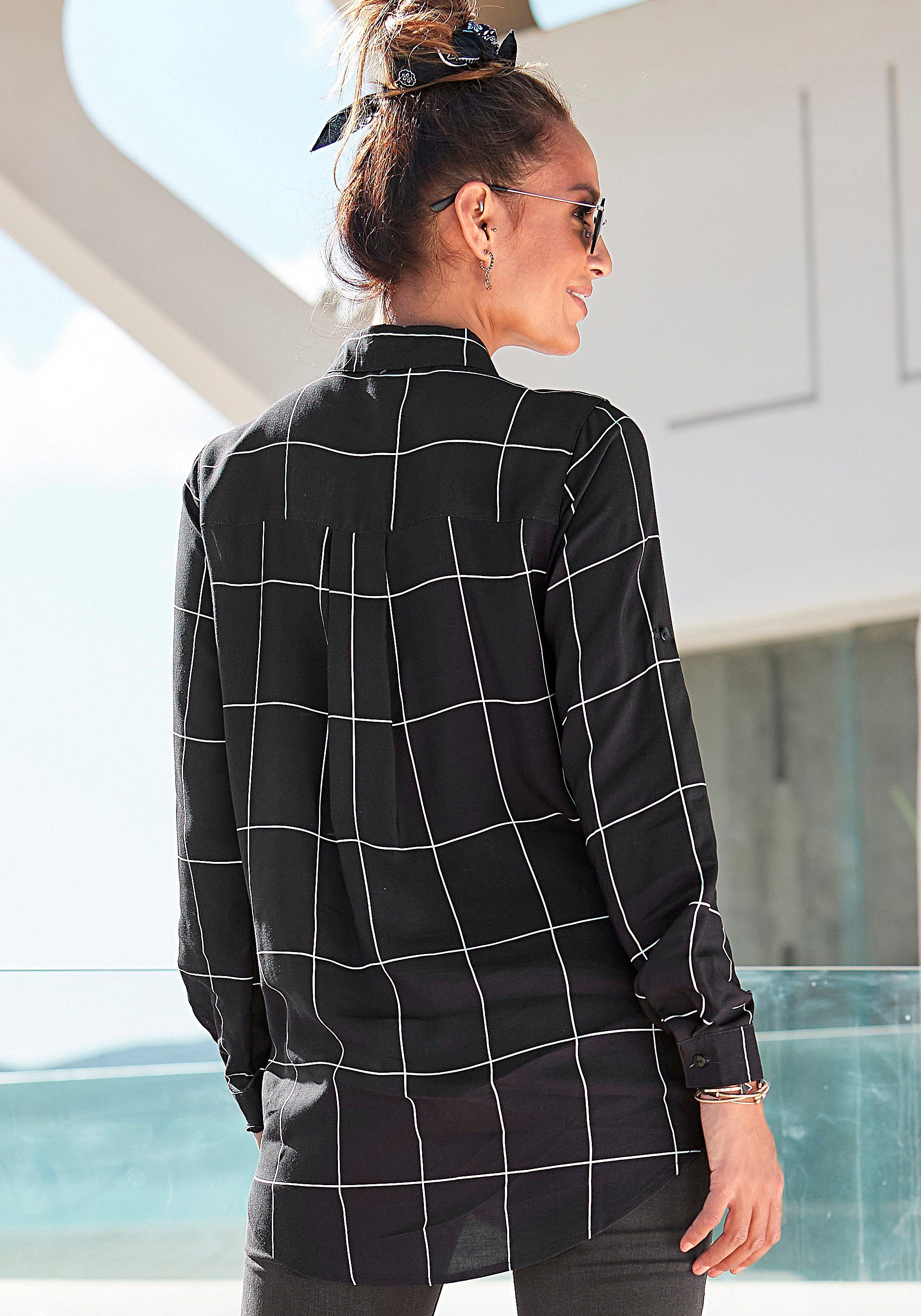 LASCANA Hemdbluse mit Karomuster und Blusenkragen, Karohemd im Business-Look