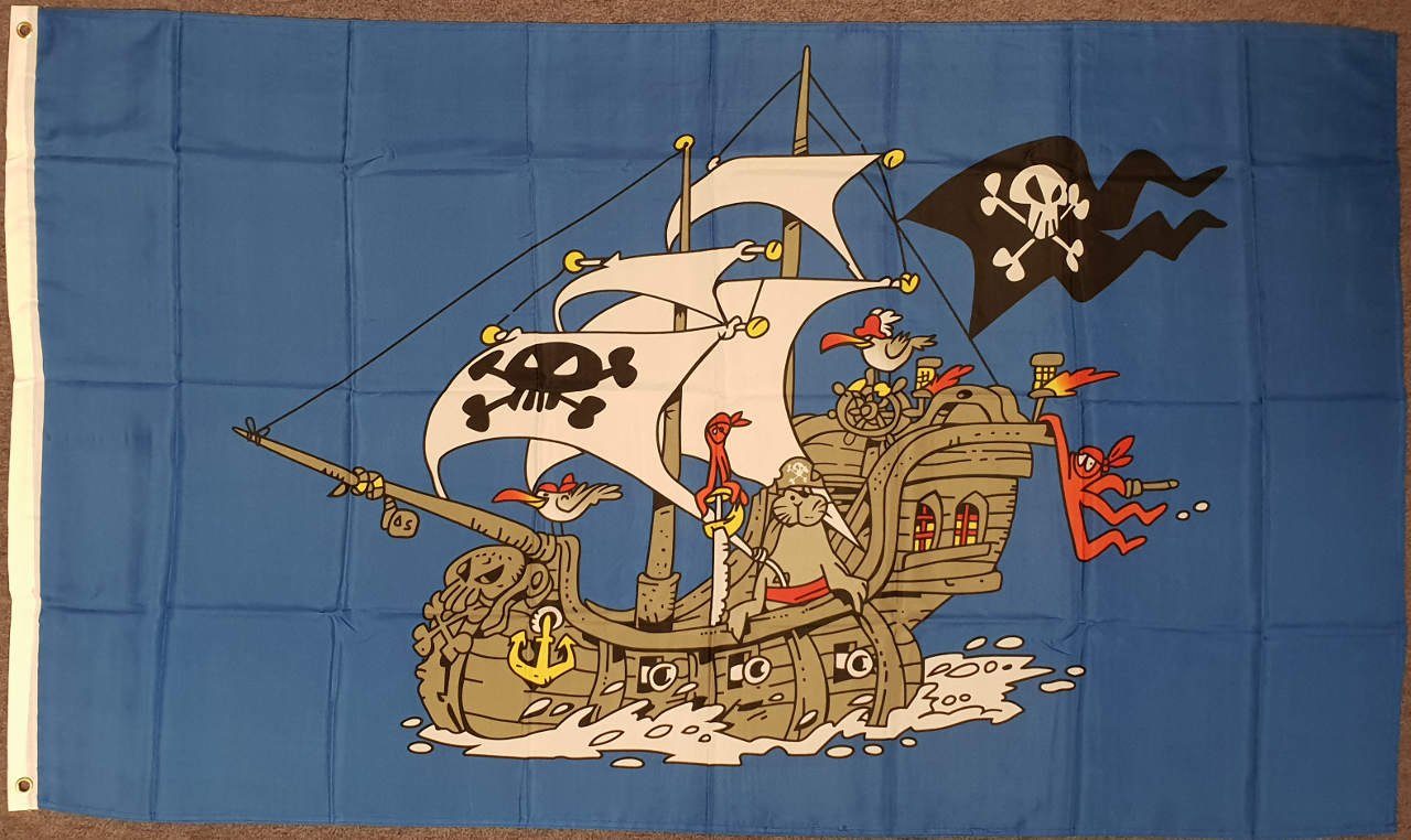 flaggenmeer Flagge Piratenschiff blau 80 g/m²