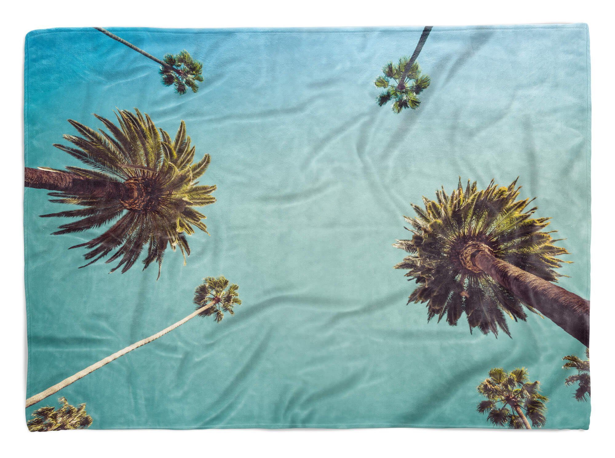 Sinus Art Handtücher Handtuch Strandhandtuch Saunatuch Kuscheldecke mit Fotomotiv Palmen Sonne Himme, Baumwolle-Polyester-Mix (1-St), Handtuch