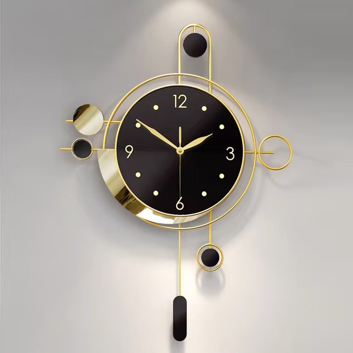 Welikera Wanduhr, Rund,Metall,40*55 cm,Heimgebrauch für Wohnzimmer,Restaurants
