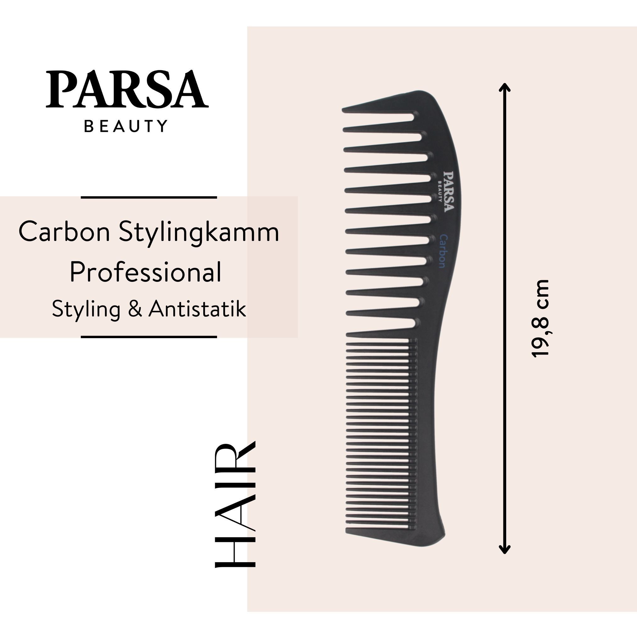 PARSA Beauty Haarkamm PARSA Beauty PROFI Carbon Stylingkamm – präzises Haarstyling
