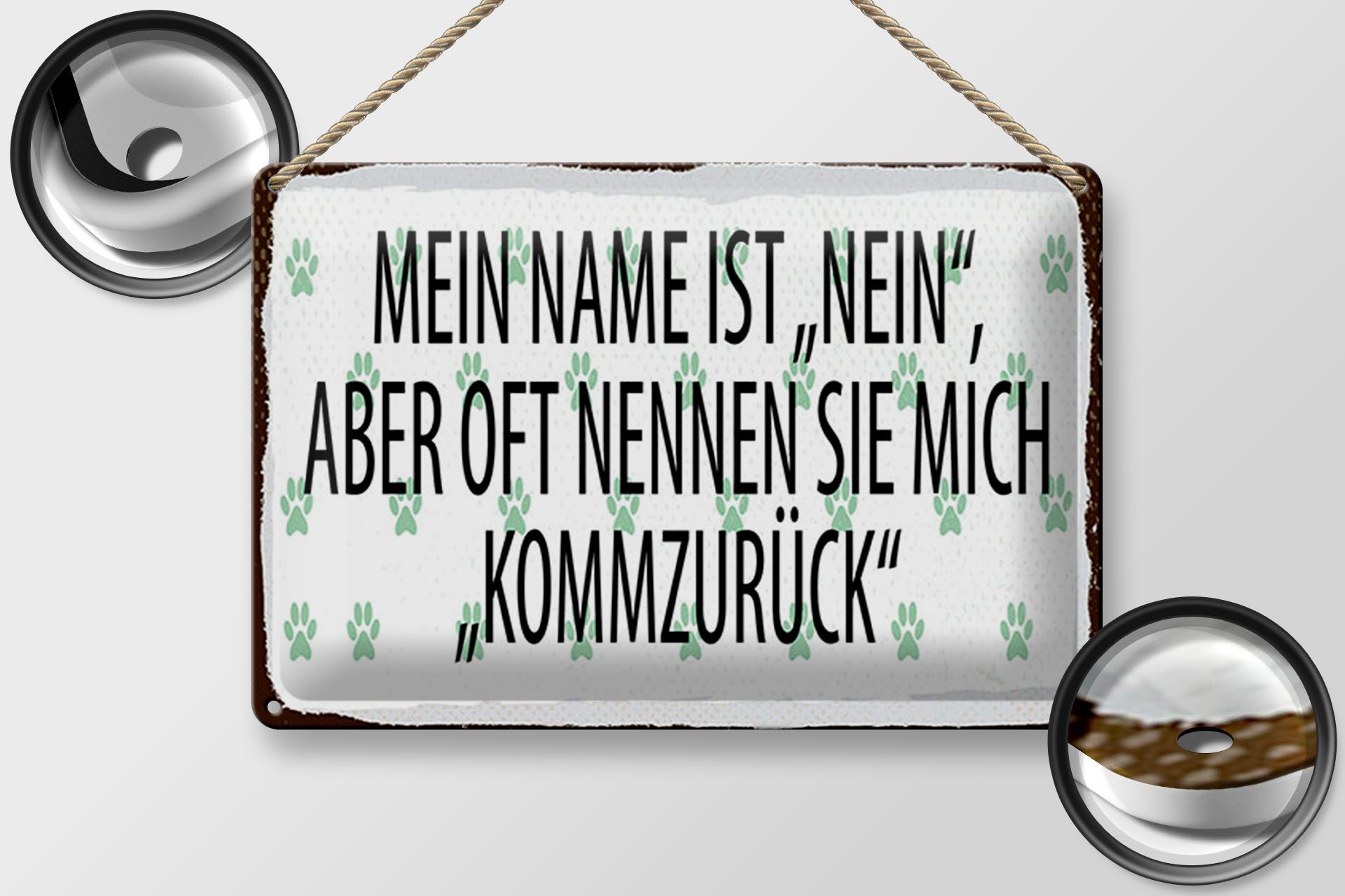 Femer GmbH Metallschild 12x18 cm Mein Name ist Nein aber oft nennt, (1 St), gewölbte Oberfläche, abgerundete Ecken, umgeschlagene Kanten