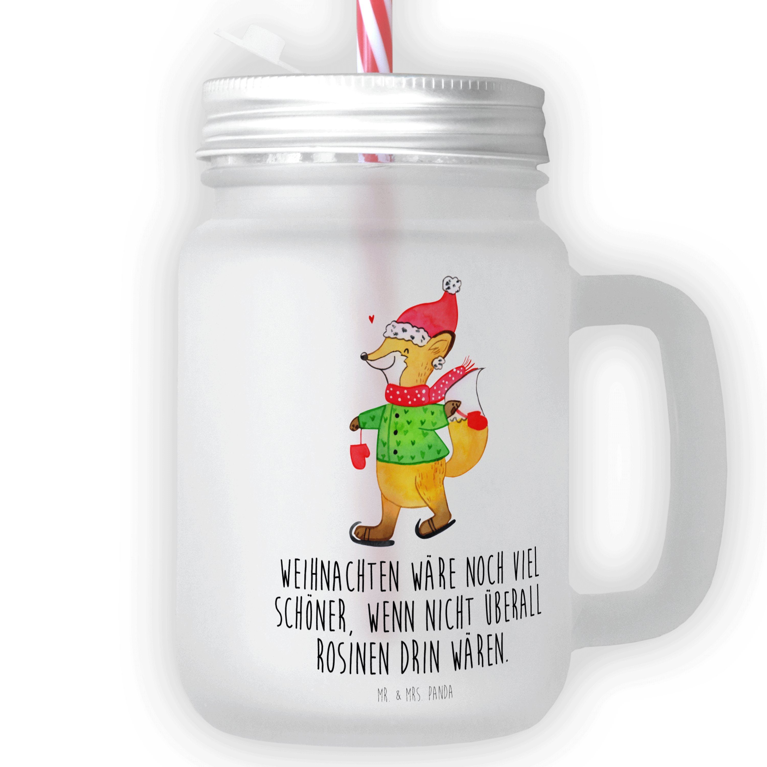 Jar, - Mr. Schlittschuhe - Fuchs Weihnachtsb, Mason & Transparent Panda Premium Glas Glas Geschenk, Mrs.
