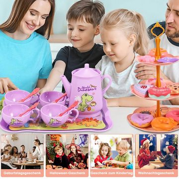 Daisred Lernspielzeug Teeservice Kinder Spielzeug Tragekoffer Geschenke Mädchen