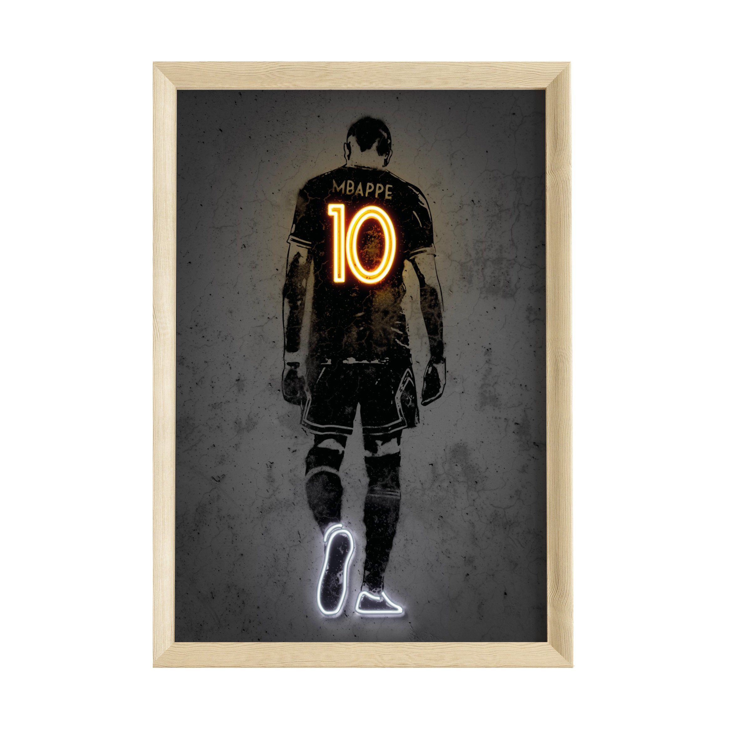 JUSTGOODMOOD Poster Premium ® Kylian Mbappe Fußball Poster· Neon Effekt · ohne Rahmen