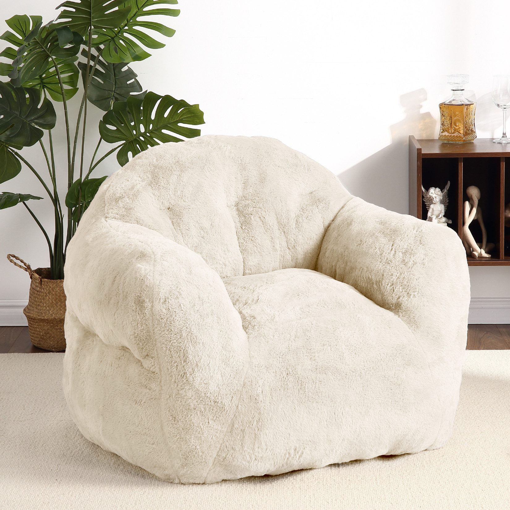 GarveeMore Sitzsack Sessel mit Rücken- und Armlehne, hochdichter Schaumstoff & Plüsch, für Wohnzimmer, Schlafzimmer, Leseecke