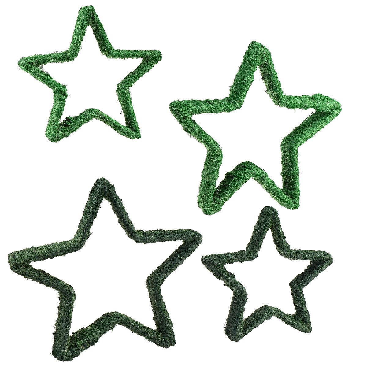 Florists Products Weihnachtsmann Stern zum Stellen Weihnachtsdeko Jute Grün 13/18cm 4 Stück Set