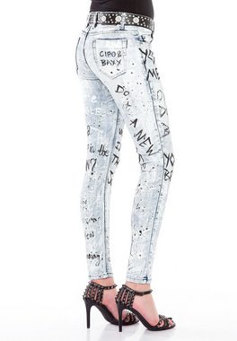 Cipo & Baxx Slim-fit-Jeans in handbemalter Optik im Slim-Fit