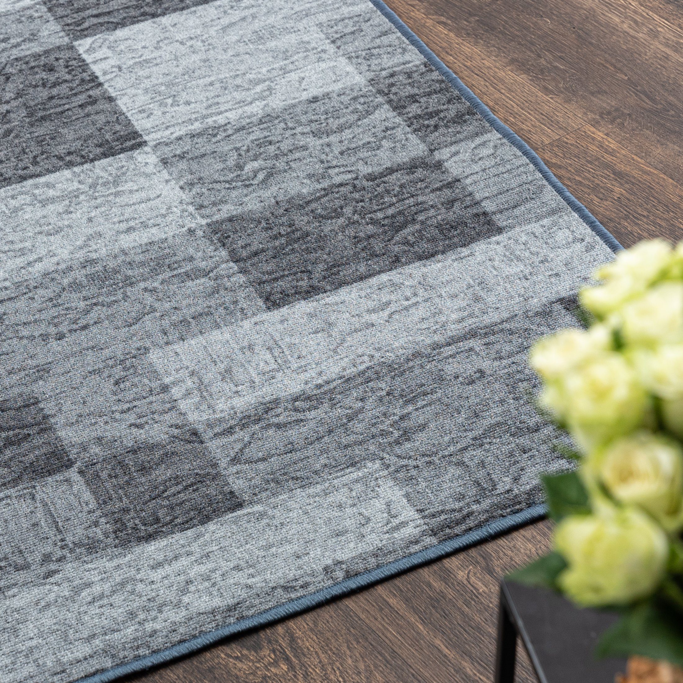 Mazovia Läufer Läufer Teppichläufer Brücke - Vorzimmer Küche - Grau, 67 x 100 cm, Kurzflor, Rutschfest, Meterware, Verschiedene Größen