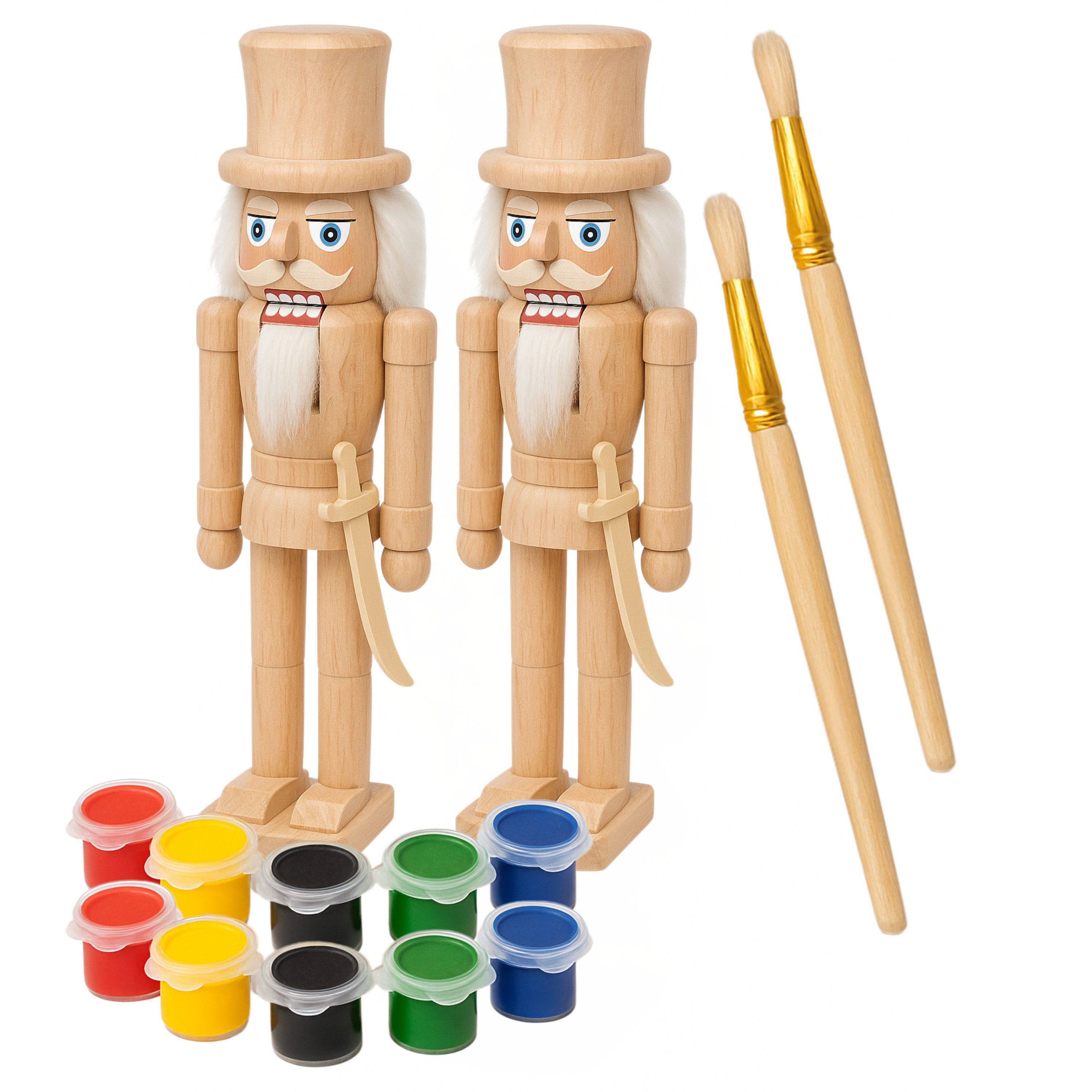 varivendo Weihnachtsfigur Nussknacker zum Bemalen Holz, 2 Stück Weiß (Stück, 2 St., Nussknacker)