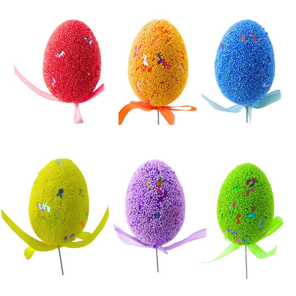 LEAN TOYS Osterei Ostereierstecker Frühlingsdeko Tischschmuck (Spar-Set, 6 St., 24 cm hoch, biegsam), 6er-Set, biegsamer Draht, Styropor, 24 cm