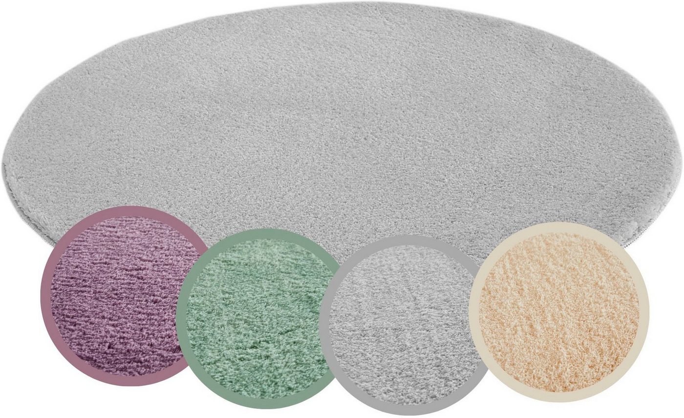 Andiamo Teppich Arezzo, rund, Höhe: 16 mm, Uni Farben, weicher Flor, waschbar, ideal im Wohnzimmer & Schlafzimmer