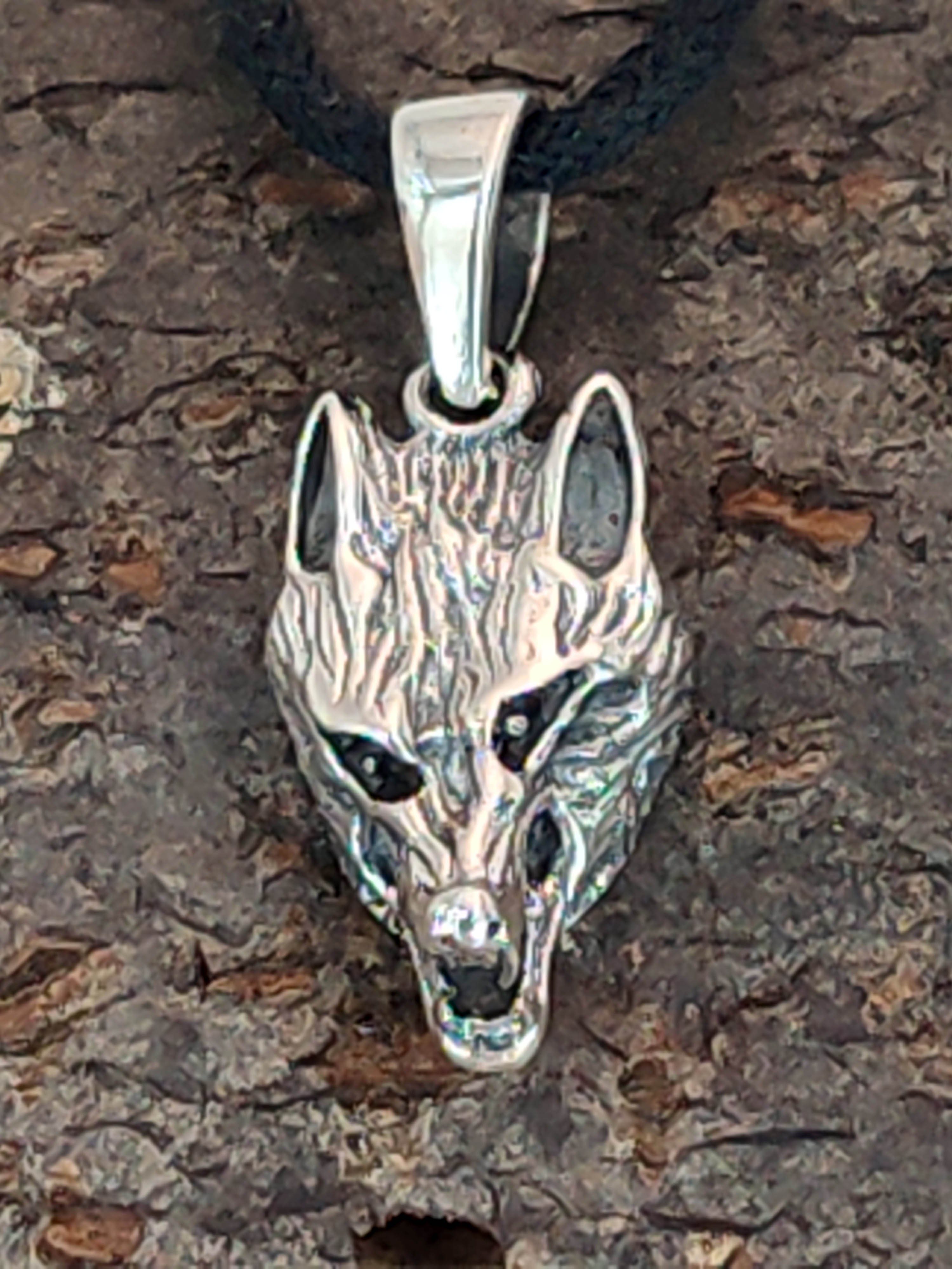 Wolf Nr.7a Kette of 925 Kiss Wolfskopf Kettenanhänger Silber Anhänger Leather Sterling Wolfkopf Schädel