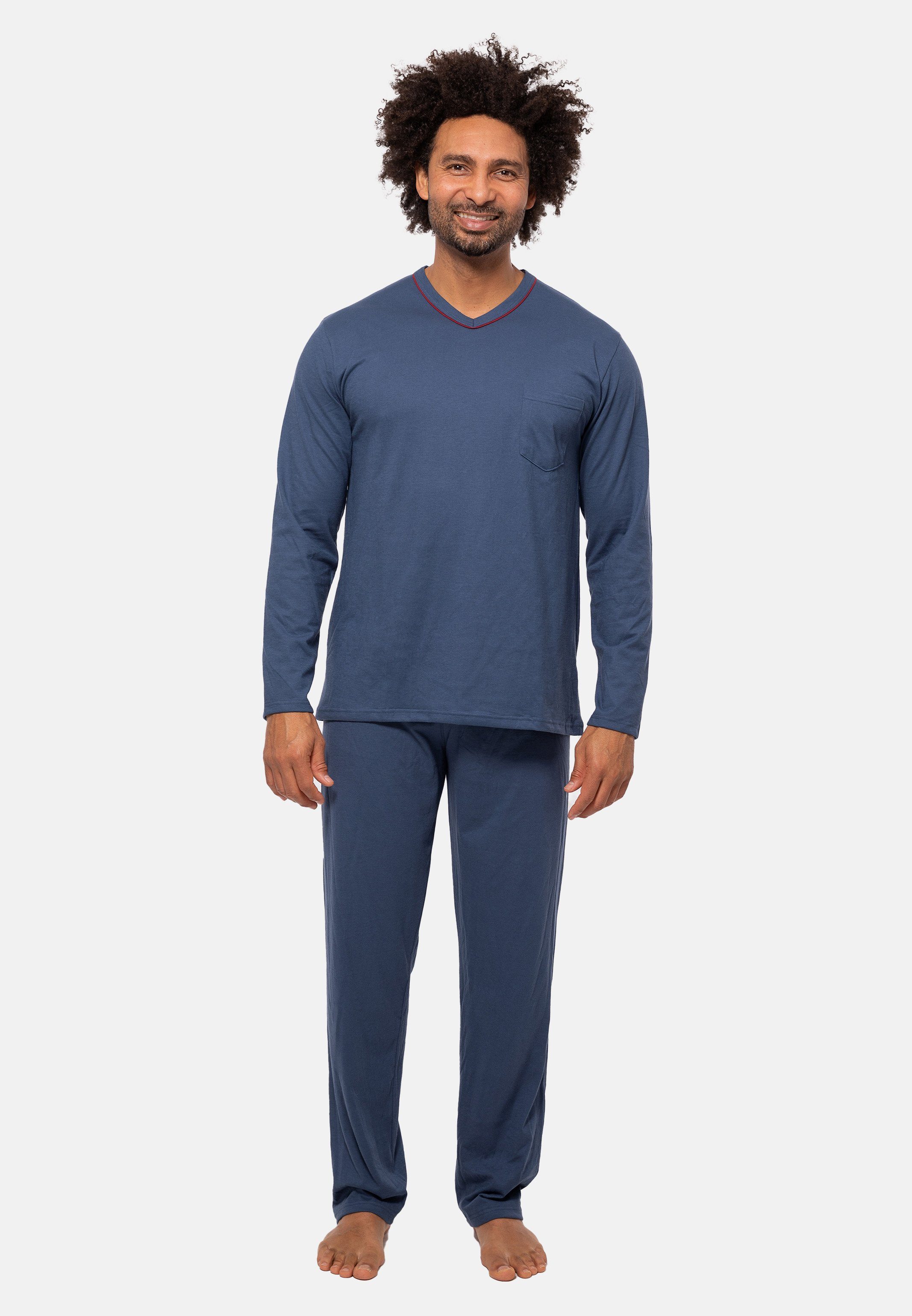 Ammann Pyjama Organic Cotton Pure (Set, 2 tlg) Schlafanzug - Baumwolle - Lockere Schnittform, Angenehm auf der Haut Sargasso Sea