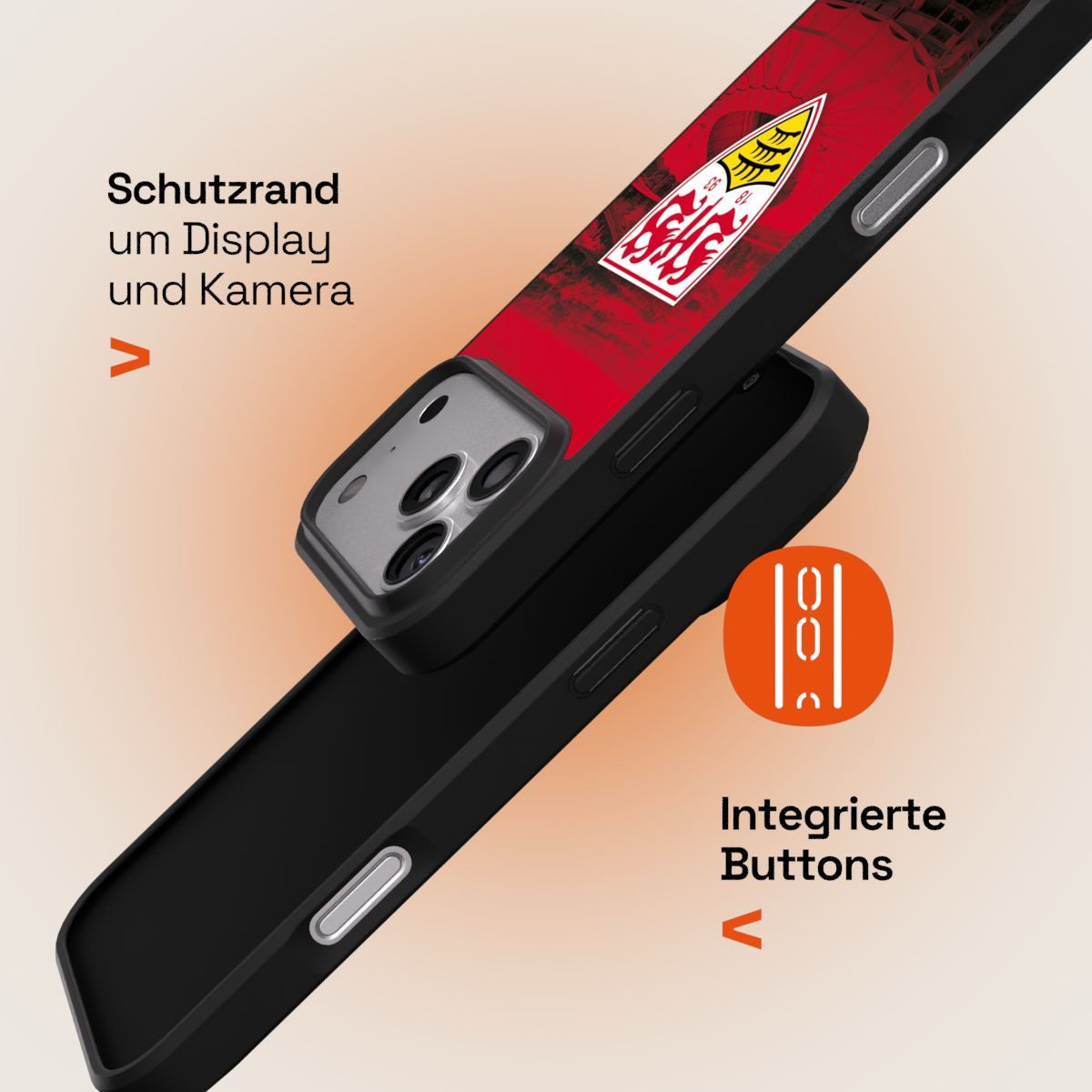 NIVOCASE Handyhülle VfB Stuttgart Stadion Offizielles Lizenzprodukt VfB Stadion Rot, Apple iPhone 17 Pro Max Handyhülle Hülle NIVOpure Case Schwarz – Bild 3 von 5