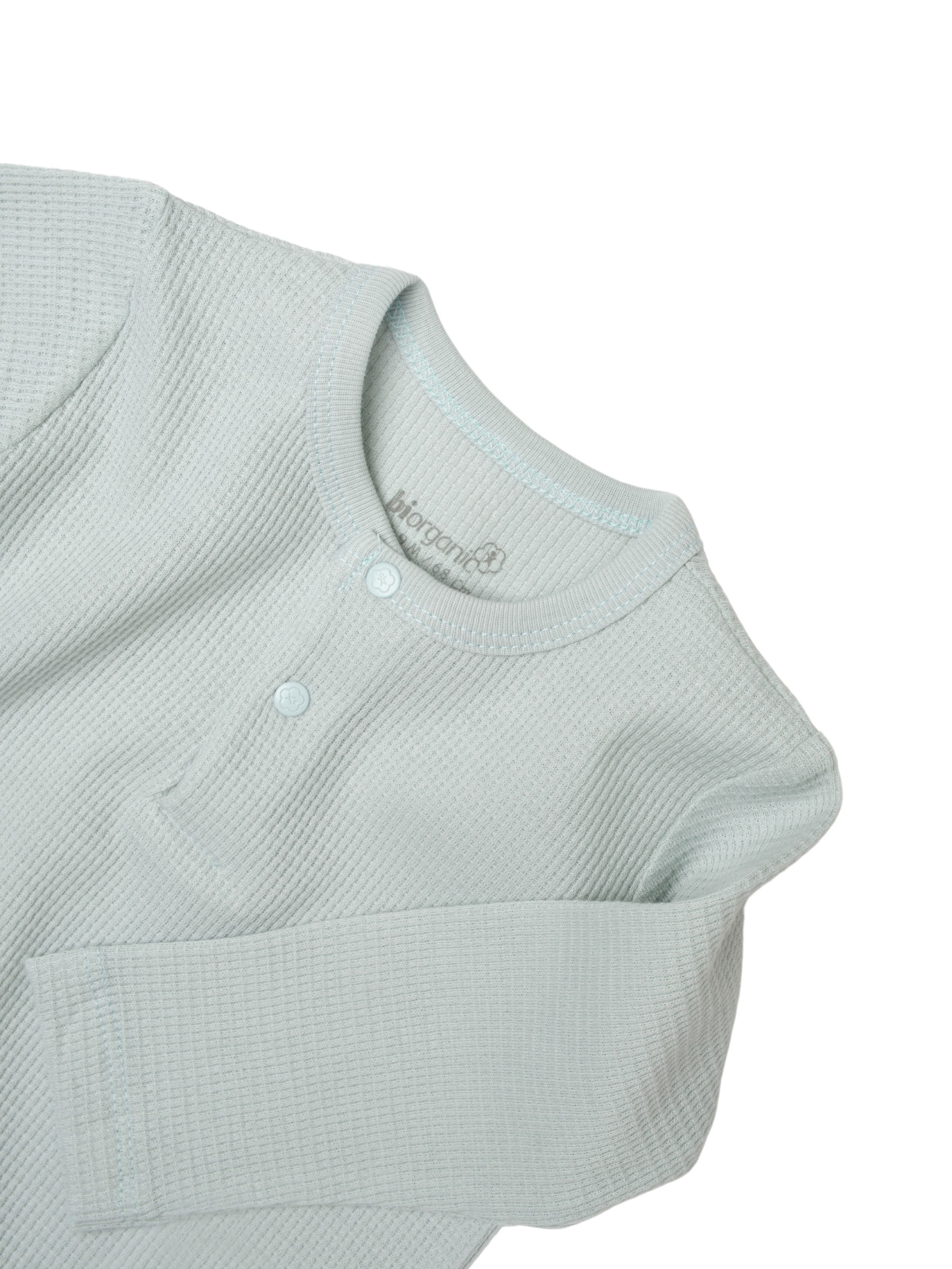 biorganic Langarmshirt & Hose Baby Waffle Smile für Jungen und Mädchen Unisex Langarm (2-tlg., Shirt & Hose) Waffelmuster, Bio-Baumwolle Größe 68-86