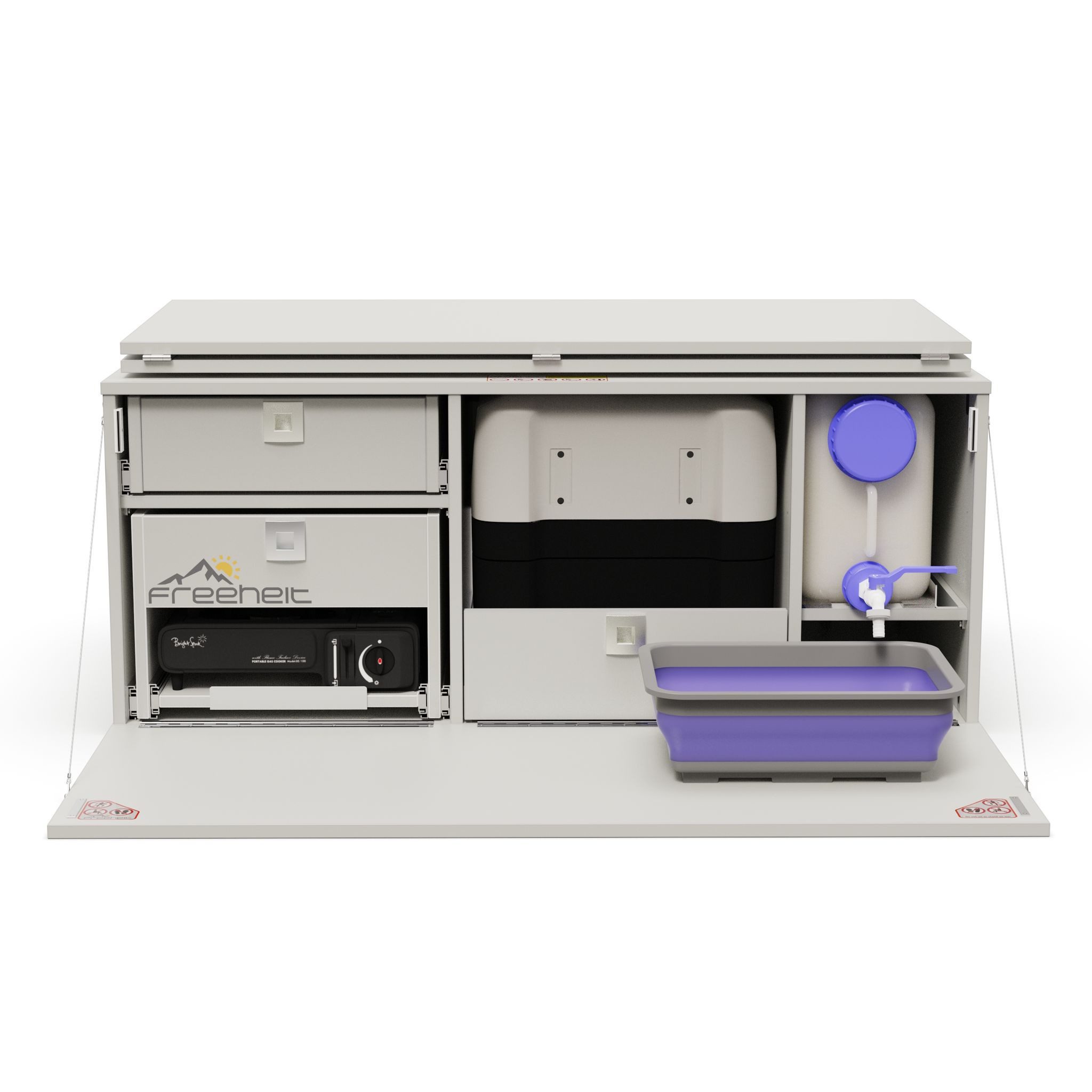 freeheit Schrankmodule (Campingmodul Schlafsystem mit Kocherschublade Dometic CFF35) Van Hochdachkombi Mikrocamper Küchenblock Freeheit Flexicamp 1014