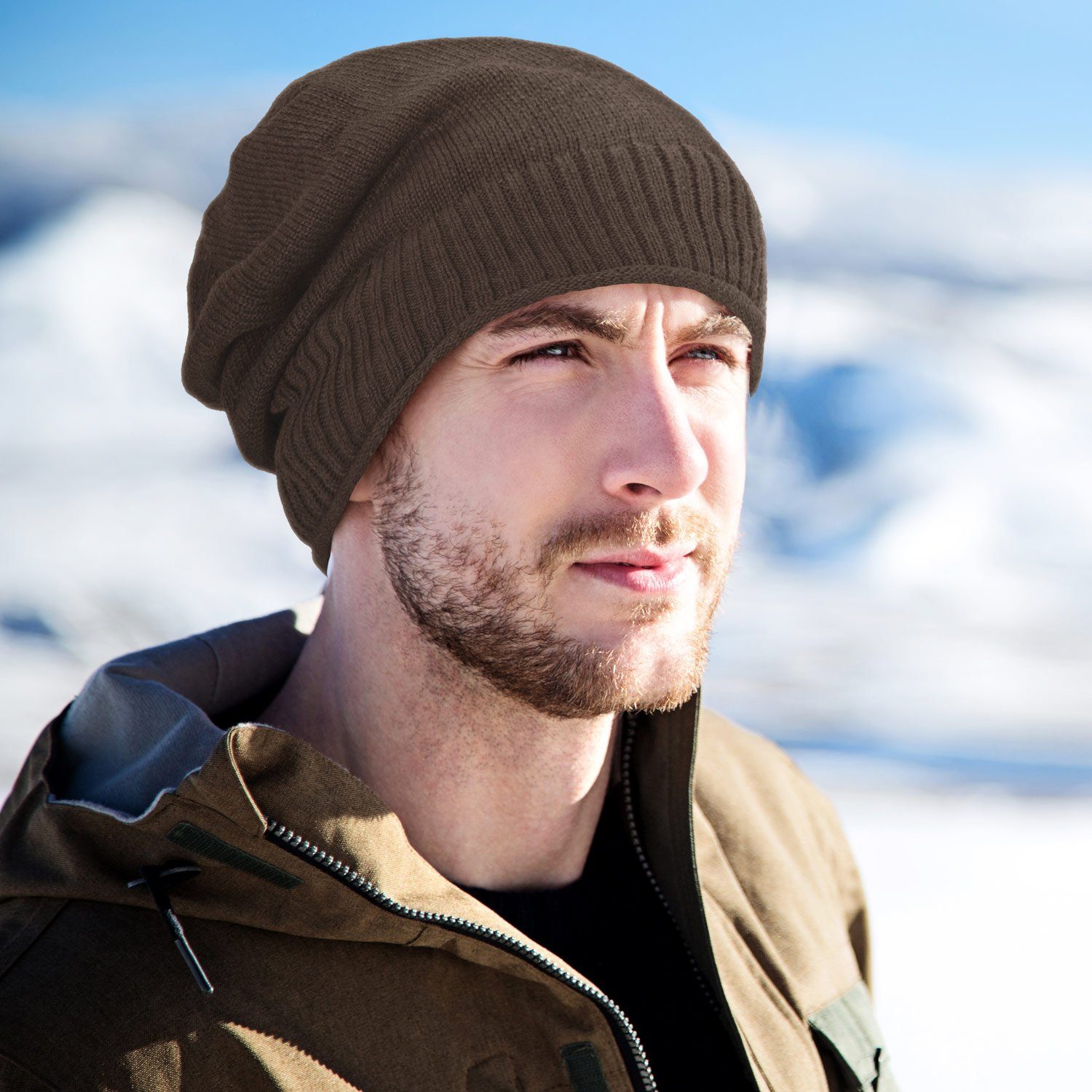compagno Strickmütze (1-St) Gefütterte Wintermütze für Herren und Damen Mütze Beanie Haube