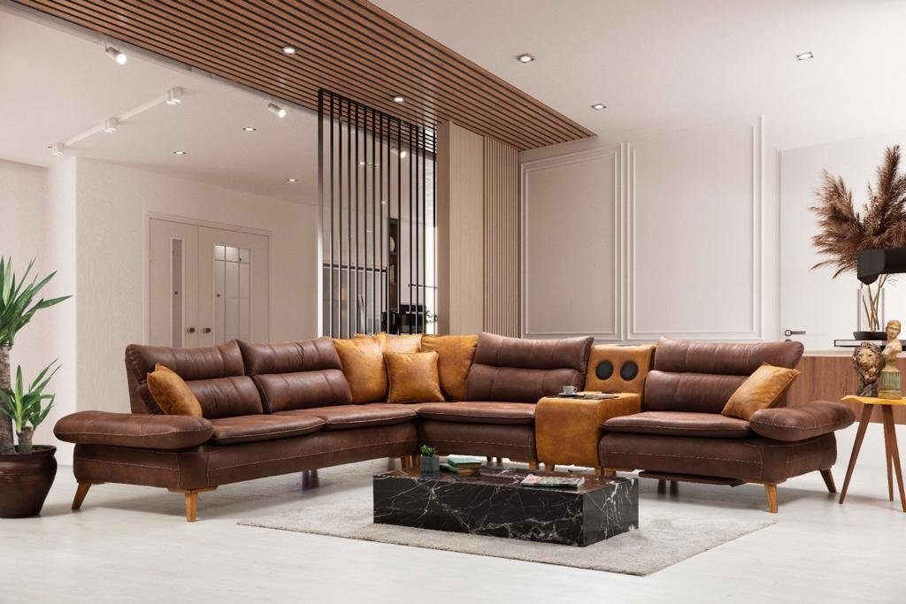 JVmoebel Ecksofa Braunes Multifunktions Sofa Luxus Couch Wohnlandschaft Neu, Made in Europe
