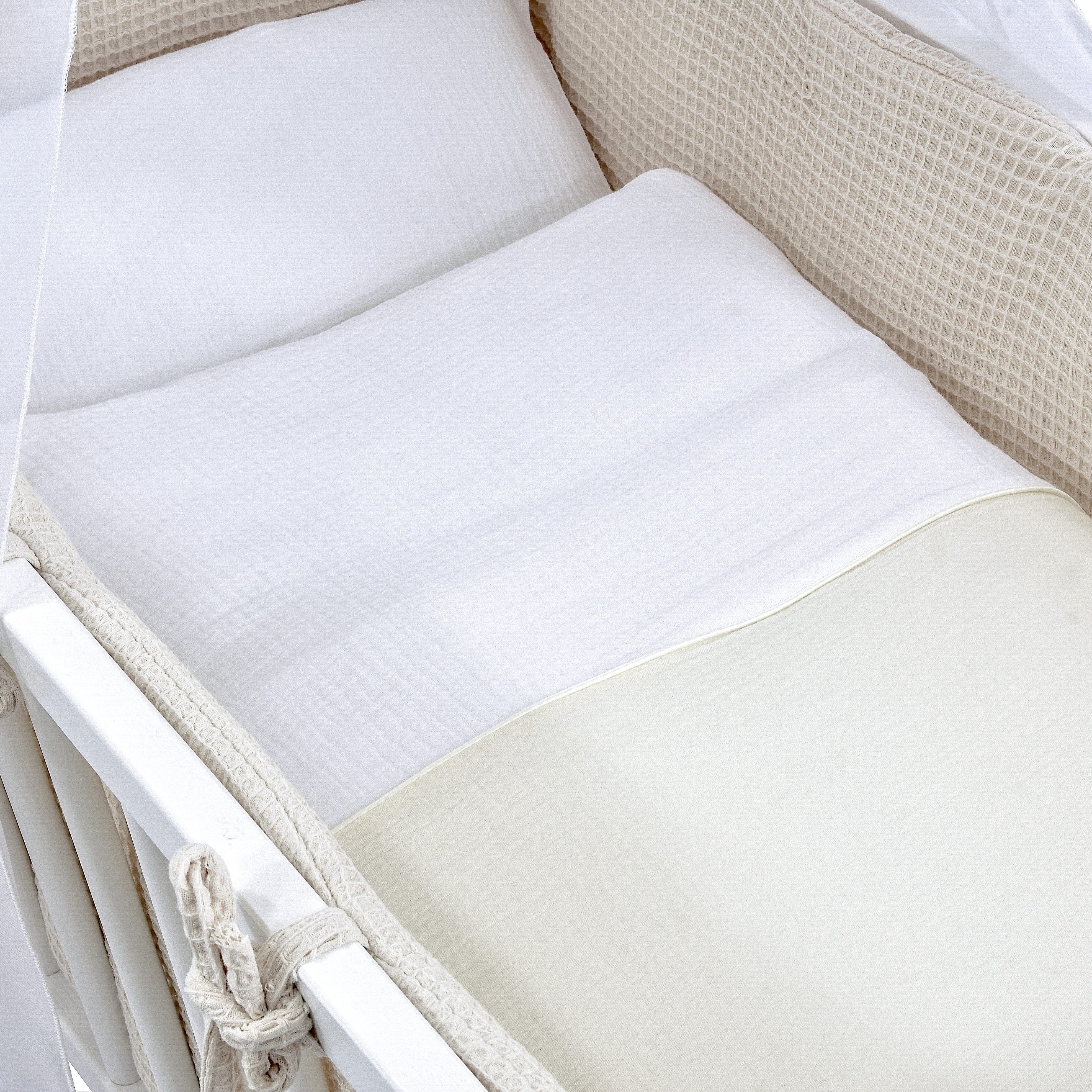 Baby-Delux Stubenbett Beistellbett Komplettset Waffelpique Musselin, Stillb günstig online kaufen