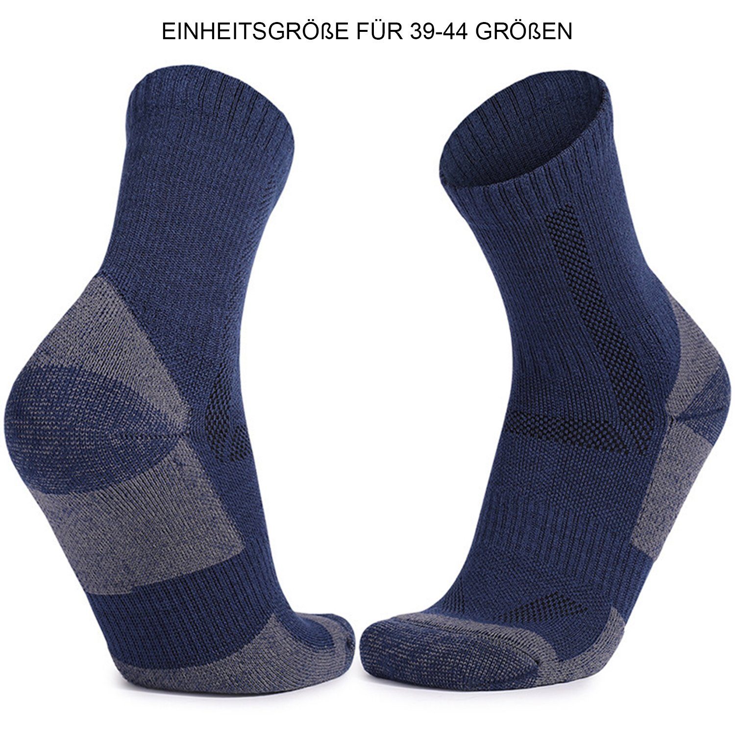 Komfortsocken Winter rutschfest, Warme schweißabsorbierend Herren 1 Socken Paar Sportsocken Schwarz Daisred
