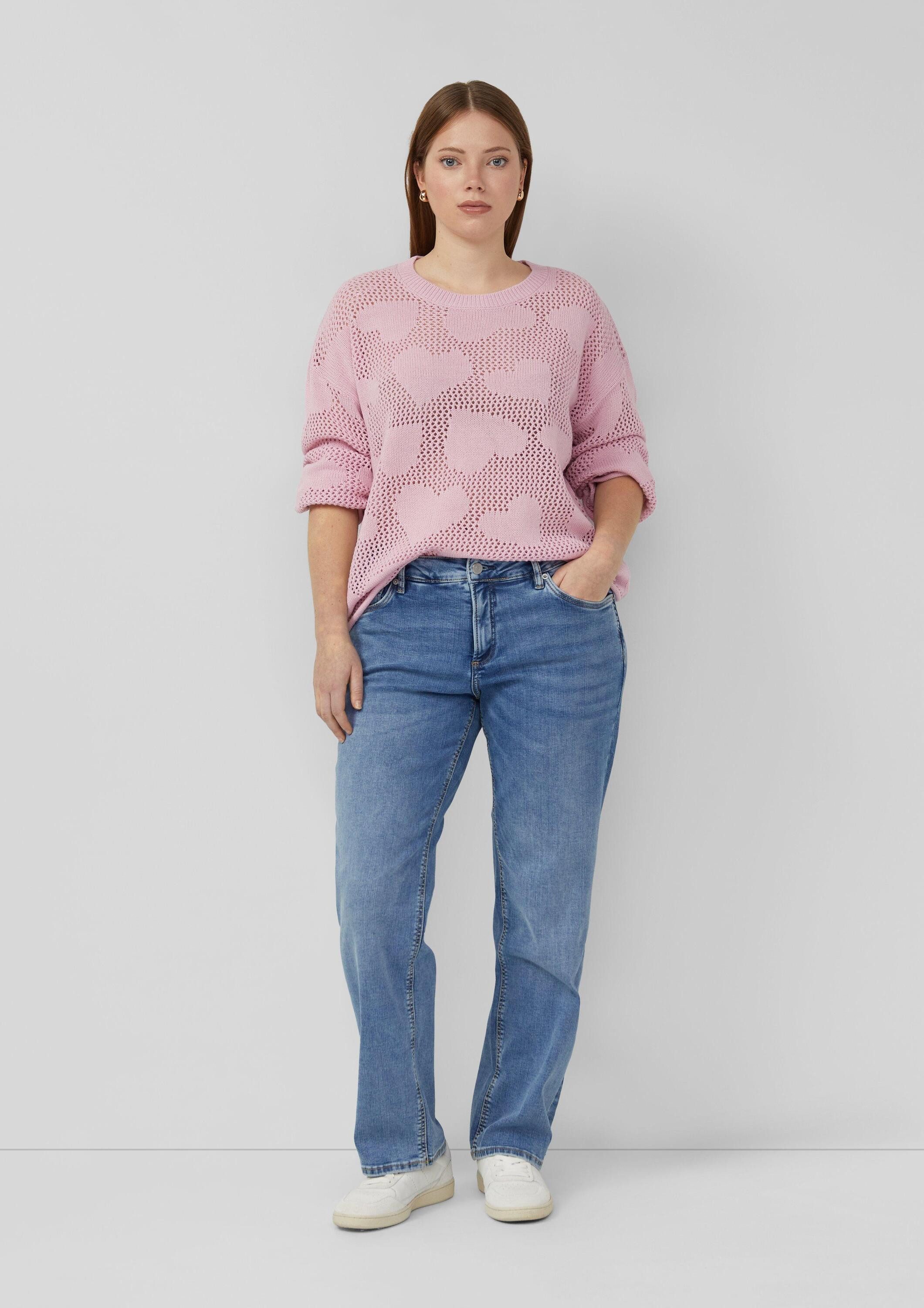 QS Longpullover Strickpullover Transparenter Pullover