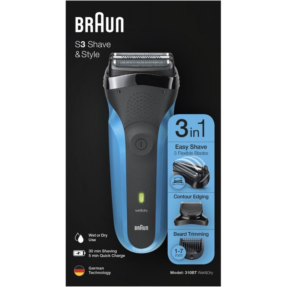 Braun Elektrorasierer 310BT Series 3 - Rasierer - schwarz/blau