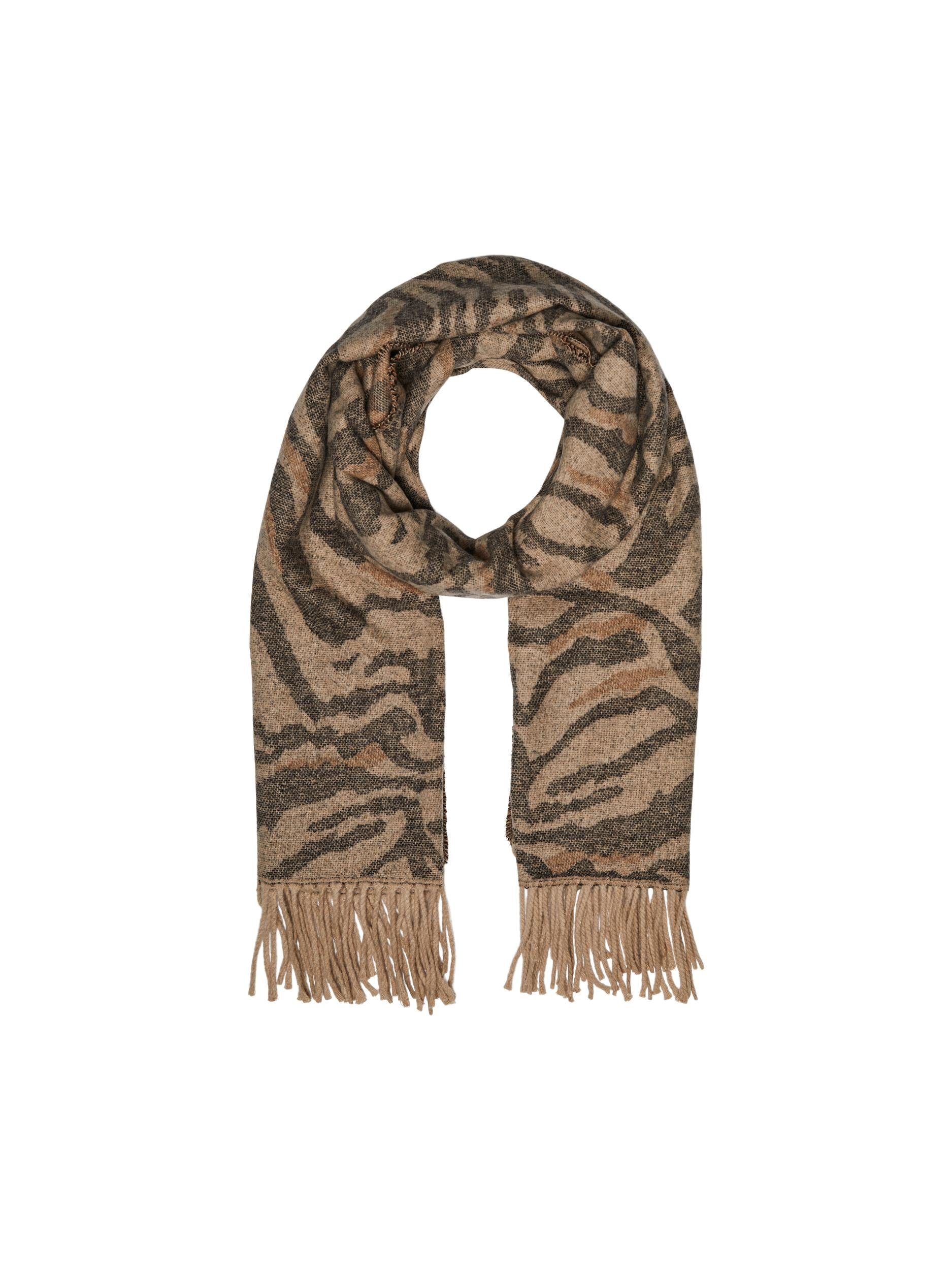 pieces Modeschal PCJIRA WOOL SCARF AOP:TIGER White Pepper NOOS