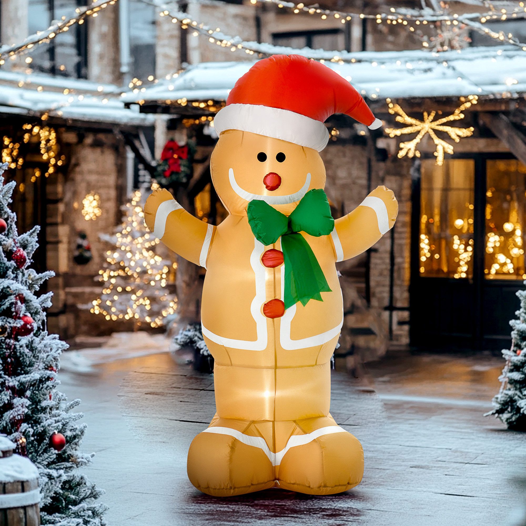 HOMCOM Weihnachtsfigur Aufblasbarer Lebkuchenmann (Weihnachtsdekoration, 1 günstig online kaufen