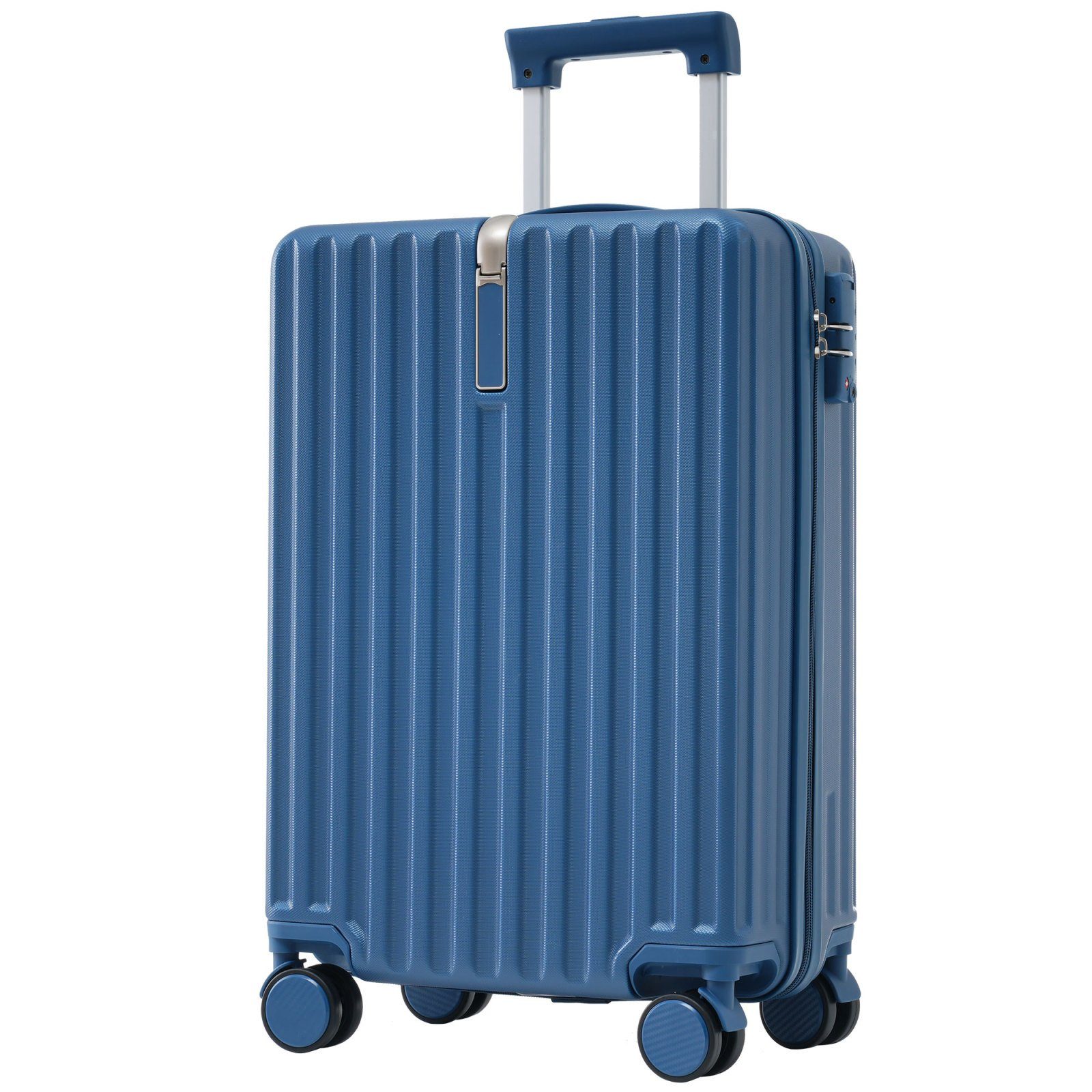 SEEZSSA Koffer 1tlg Reisekoffer, Handgepäck 4 Rollen, Rollkoffer aus ABS-Material, , FarbenModisches leichtes Gepäck 55x36x21cm blau