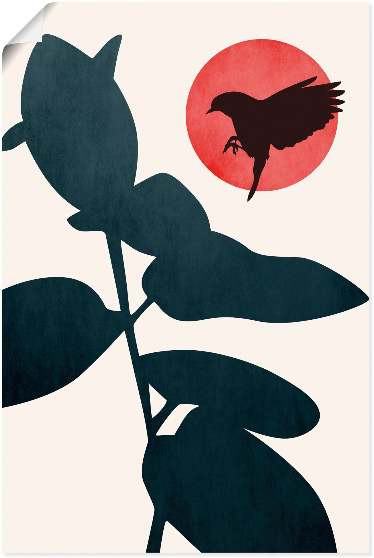 Artland Wandbild Japanischer Vogel, Blätterbilder (1 St), als Alubild, Leinwandbild, Wandaufkleber oder Poster in versch. Größen