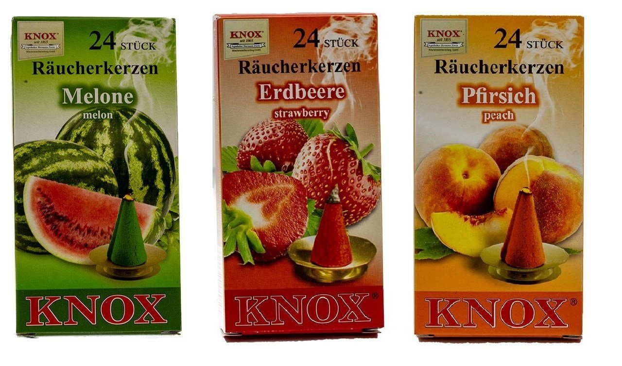 Duftkerze 3er Früchte Set: Melone / Erdbeere / Pfirsich