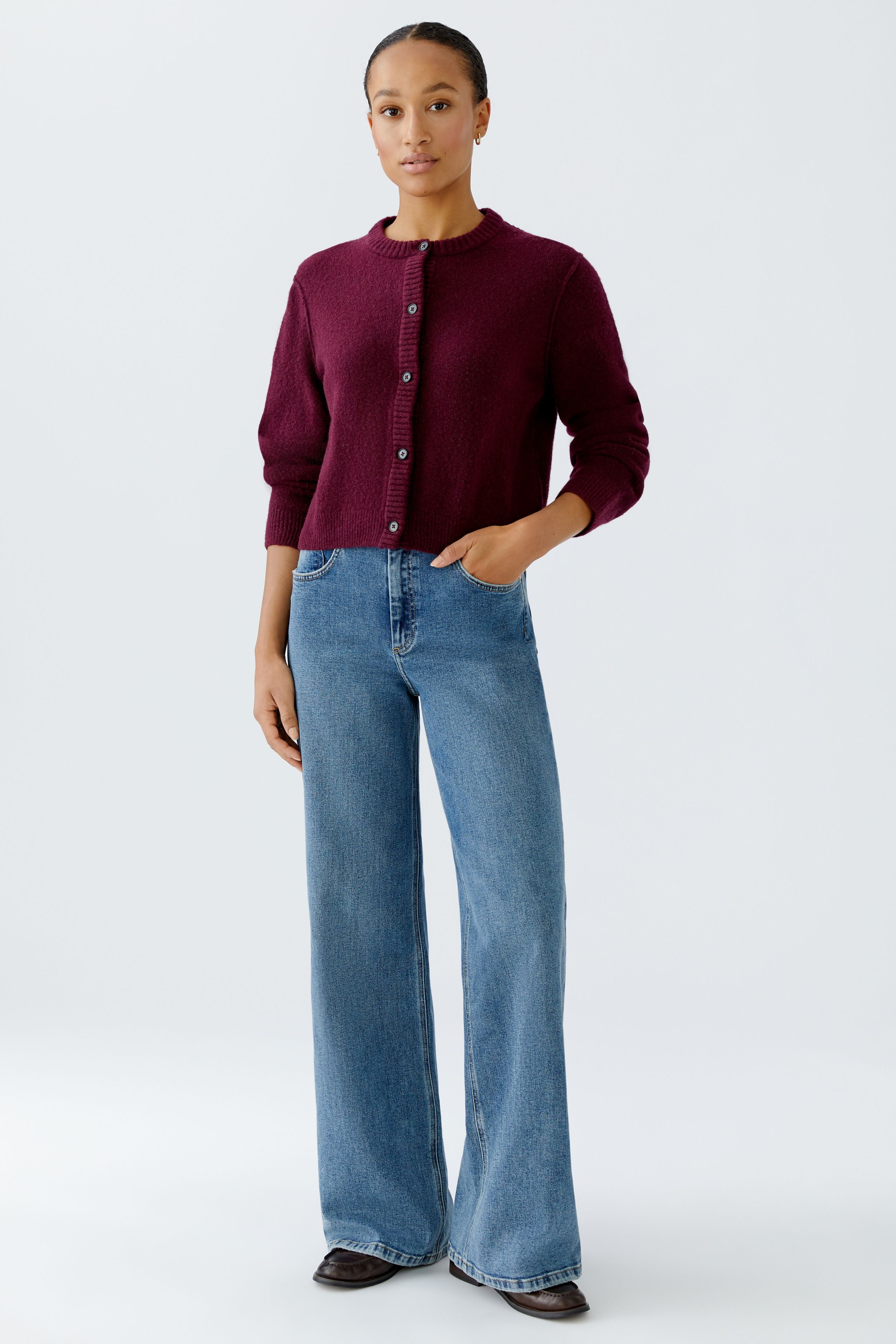 Oui Strickjacke Oui Strickjacke ILAYA - bramble berry (1-tlg)