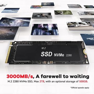 Beelink Mini-PC (AMD Ryzen 5 5500U, ‎Radeo RX Vega Graphics, 16 GB RAM, 1000 GB HDD, Powerful SER5 Mini PC:16GB DDR4, 1TB NVME Triple Displays)