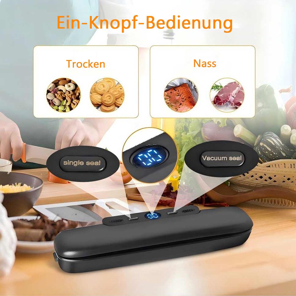TUWENA Vakuumierer Vakuumierer mit 10 Vakuumier-Beutel, One-Touch-Vakuumversiegelung, Vakuumiergerät für Konservierung Trockener und Feuchter Lebensmittel – Bild 3 von 5