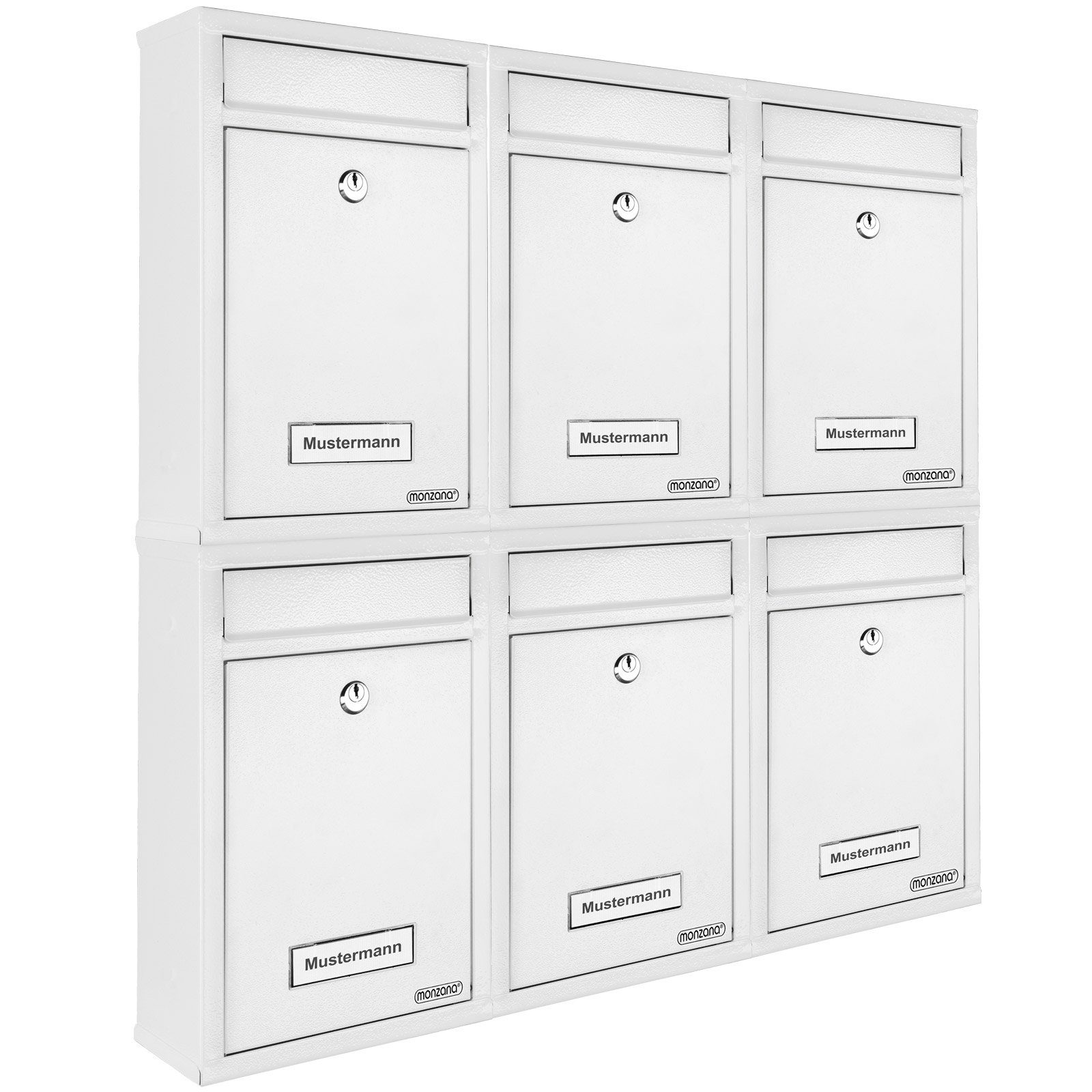 abschließbar Weiß 6x Briefkastenanlage Deuba Stahl Postkasten Schlüssel Mailbox inkl. 6 weiß x 2 Briefkasten, Namensschild