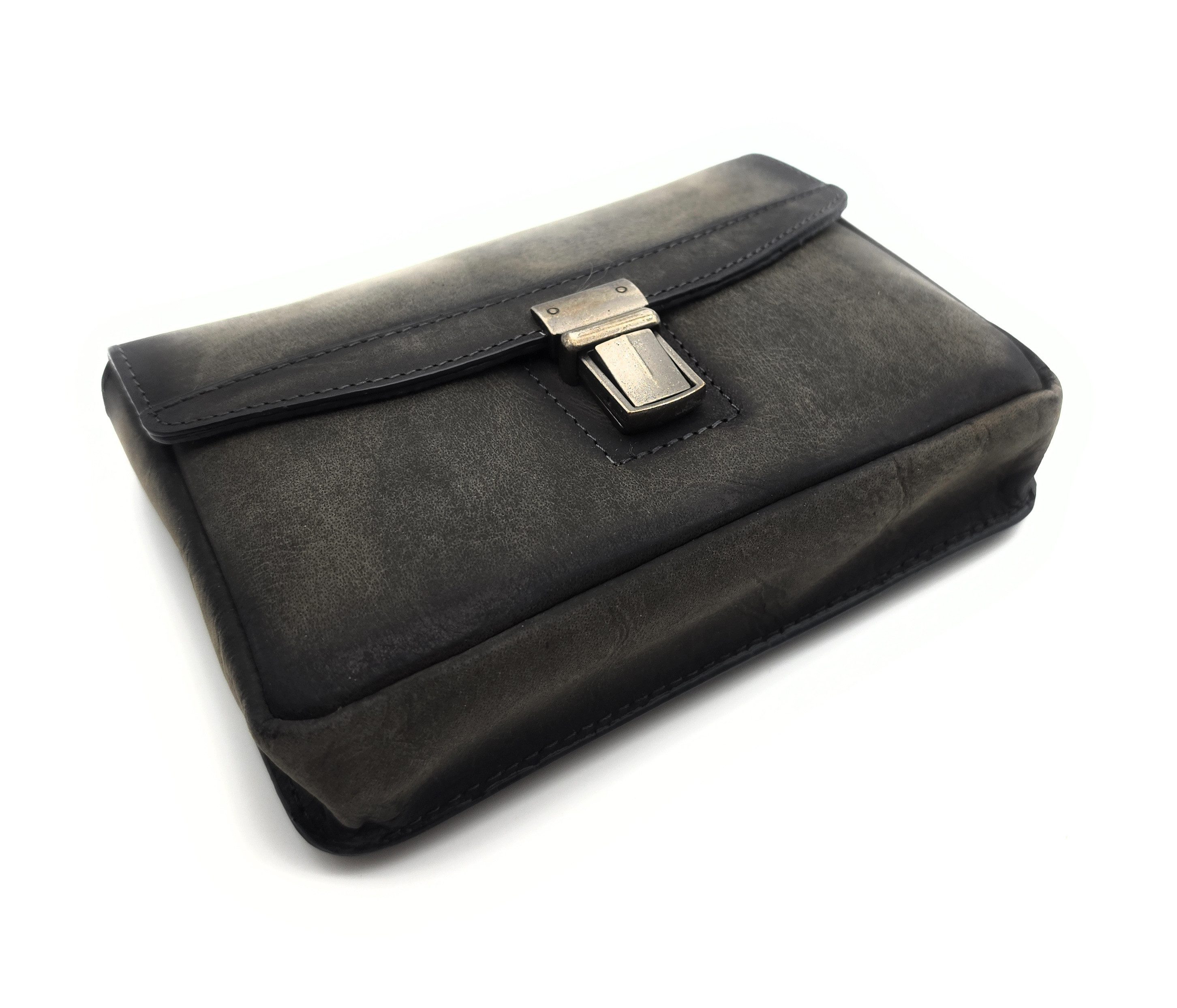 JOCKEY CLUB Gürteltasche echt Leder Bikertasche Hüfttasche Bauchtasche vintage grau