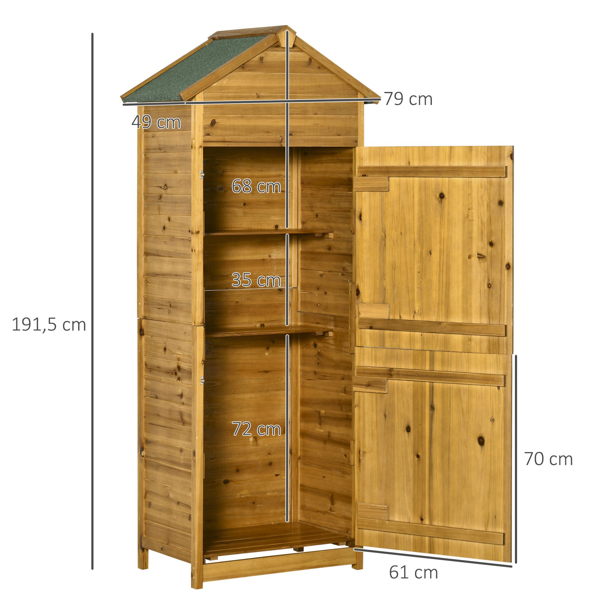 Thumbnail - MC Star Gerätehaus aus Naturholz, Geräteschrank, Gartenschrank, Geräteschuppen, (Geräteschuppen, 2 Regale, wetterfest, 2...
